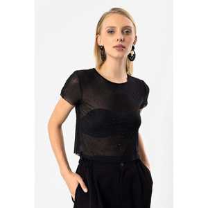 Camiseta Casual de Manga Larga con Tul y Pedrería Brillante, Cuello Redondo, 100% Poliéster - Product Image 4