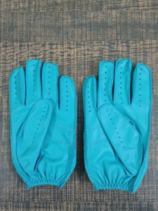 Gants classiques en cuir de vachette bleu sarcelle Gants de conduite imperméables de qualité supérieure pour hommes et femmes pour les joueurs à l'extérieur - Product Image 5