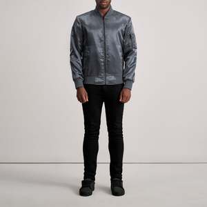 Blouson bomber gris réversible imperméable - Taille XS, à capuche, brodé, streetwear, motif printanier - Product Image 4
