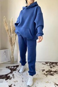 Conjunto de suéter de mujer de alta calidad con logotipo personalizado Sudadera ligera personalizada y pantalones de chándal para mujer - Product Image 5