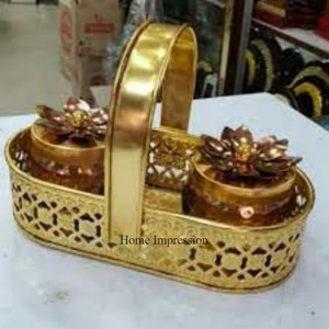 Silver Color Finishing Shiny Mirror Polished Laser Cutting Designer Round Shape <b>Gift</b> Hamper <b>Basket</b> Supplies From Indian Supplier - Product Image 4