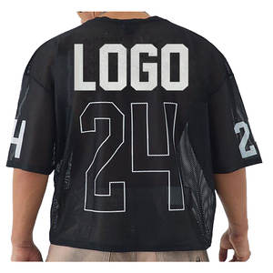 Wholesale Customizable Oversized Boxy Mesh Jersey Men T-shirt Unisex 100% Cotton Allover Print T Shirt <b>Applique</b> Embroidery - Product Image 4