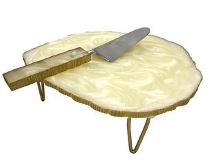 แท่นวางเค้กเรซิ่นทรงกลม3ชั้นสั่งเค้กแต่งงานพร้อมเครื่องมือทำเค้กแต่งงานดีไซน์ลายดอกไม้ - Product Image 1