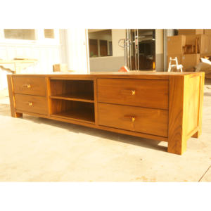 Soporte de TV de teca moderno nórdico con 4 cajones, muebles de sala de estar de madera de estilo de diseño chino para el hogar o el Hotel - Product Image 4