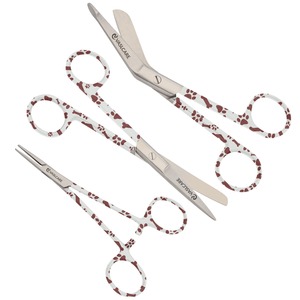 Juego de tijeras de Enfermería de 3 piezas con fórceps hemostáticos, juego de pinzas y tijeras de enfermería Premium con mango impreso de pata de gato de Vaslcare - Product Image 1