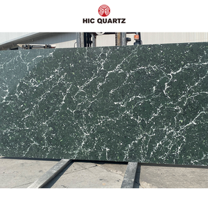 แผ่นหินควอตซ์เทียมสีเขียว Calacatta ขัดระดับพรีเมียมสำหรับเคาน์เตอร์ห้องครัวโต๊ะต้อนรับและล็อบบี้บาร์ของโรงแรม - Product Image 2