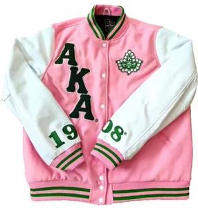 Manufacturer Custom Men's Winter Varsity Jacket Stand Collar Windproof Breathable Leather Sleeves Chenille Embroidered Green - Product Image 1