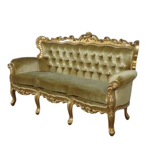 Sofá de Tres Plazas con Armazón de Madera de Caoba Tallada a Mano, Tapizado en Terciopelo, Muebles de Sala de Estar, Sillón - Product Image 3