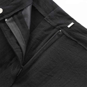 Pantalones Cortos de Mujer de Cintura Alta, Corte Holgado, Color Sólido, Tejidos, Cintura Elástica, Estilo Minimalista, Estilo Pantalón Regular, Negro - Product Image 3
