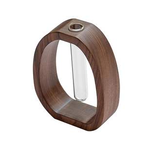 Vase en bois artisanal avec tube à essai en verre transparent pour la propagation des plantes, accessoire de décoration minimaliste pour la maison, moderne - Product Image 6