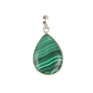Pendentif tendance en argent sterling 925 plaqué or véritable, fait à la main, avec pierre précieuse en malachite naturelle de 16x22 mm, sertie dans un cadre, best-seller - Product Image 2