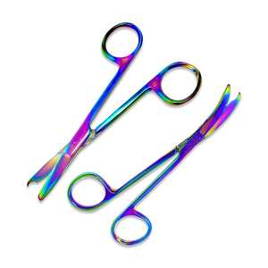Ciseaux à point de suture avec revêtement en titane multicolore/arc-en-ciel Crochet délicat Parfait pour le retrait de suture, premiers soins par Vaslcare - Product Image 1
