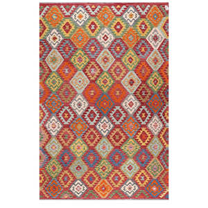 Alfombra Kilim de Maimana, Afganistán, 305 x 203 cm - Product Image 1