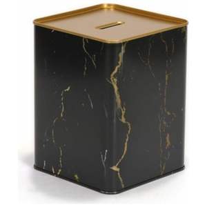 Alcancía Metálica Cuadrada Kontensan Marble Black de 2.1L, 120x120x160 mm, Equipo Financiero, Origen Turquía - Product Image 2