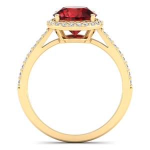 REYES Solitaire personnalisé 14K or jaune bagues de fiançailles bijoux fins cadeau grenat pierres précieuses Moissanite Halo anneaux - Product Image 4