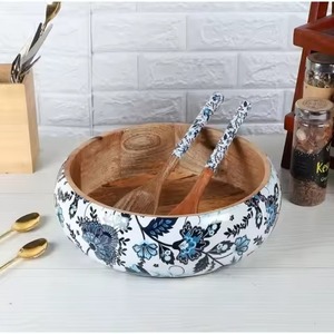Handcrafted Wooden <b>Bowl</b> Natural Olive Wood <b>Enamel</b> Serving <b>Bowl</b> With Customize Size High Quality - Product Image 2