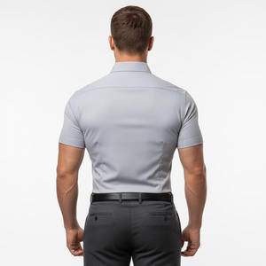 Chemise habillée à manches courtes pour homme, coupe ajustée, confortable, unie, lavée, personnalisée - Product Image 2