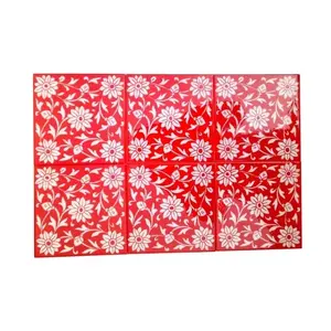 Carreaux de céramique blancs et rouges de 6x6 pouces pour sol et mur intérieurs et extérieurs Lot de 6 pour salon et mur extérieur - Product Image 1