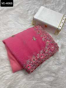 Nuevas mujeres atractivas usan colecciones de Sari de lujo con hermosos bordados y Sari de trabajo de secuencia con piezas de blusa para mujeres - Product Image 6