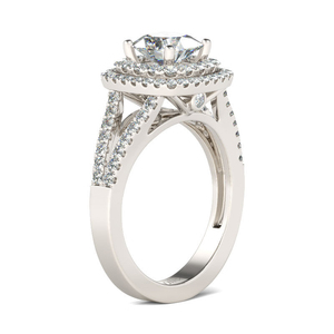 Bague de fiançailles Jeulia Halo en argent sterling avec taille coussin et tige fendue, tendance - Product Image 3