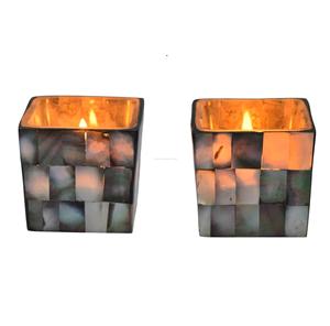 <b>Small</b> Handmade Tea Light Holders Black Metal Mop Design <b>Glass</b> Home Decor Easter Christmas Festivals Valentine's Day Elegant - Product Image 1