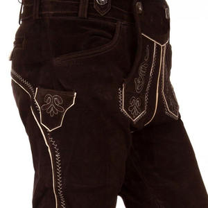 Nuevo diseño Color liso bordado cuero de vaca Lederhosen por encima de la rodilla correas ajustables cultivos espalda bávaro Unisex - Product Image 3