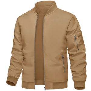 Men's <b>Slim</b> <b>Fit</b> Cotton Bomber <b>Jacket</b> with Stand Collar Custom Logo Fashion Embroidered Outerwear Hot Sale OEM ODM Canvas Clothing - Product Image 1