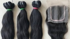 Vente d'usine indien vierge Remy cheveux armure faisceaux 100% vague naturelle fermeture de cheveux humains un donneur naturel noir Machine Double - Product Image 5