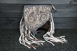 Sac à main en cuir noir imperméable parfaitement fait à la main dans le style occidental dissimuler le sac à main usiné sacs à bandoulière à pompons sacs imprimés - Product Image 5