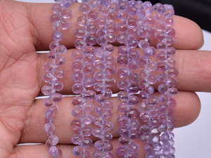 Améthyste rose naturelle 6x4mm perles à facettes en forme de larme briolette | 8 "brin | Perles de gouttes en vrac de pierres précieuses semi-précieuses d'améthyste - Product Image 4