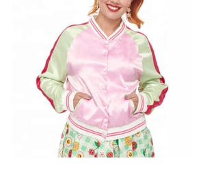 Vente en gros de vêtements vestes en satin pour femmes veste Letterman en satin pour baseball, collège et école - Product Image 5