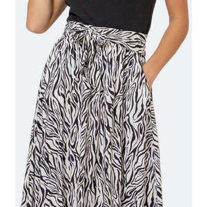 Gonna Leota Mindy da donna in chiffon confortevole con coulisse, colore Woodgrain Zebra Black Beauty Marshmallow Large Lord Taylor White - Product Image 5