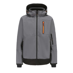 Custom OEM Logo Winter Men's Hooded Softshell Jacket with Spandex/Polyester <b>Fabric</b> Breathable Fleece <b>Lining</b> - Product Image 1