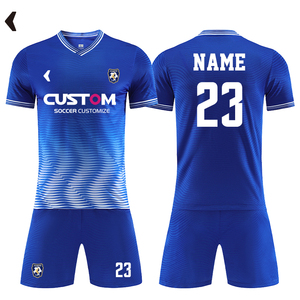 Maillots de football personnalisés en polyester à manches courtes, ensemble complet pour équipe, uniforme de football pour jeunes, entraînement de club, motif uni - Product Image 1