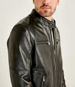 Chaqueta de invierno de manga larga con cuello levantado de cuero genuino para hombre de alta calidad de diseño superior 100% impermeable a prueba de viento transpirable personalizado - Product Image 3