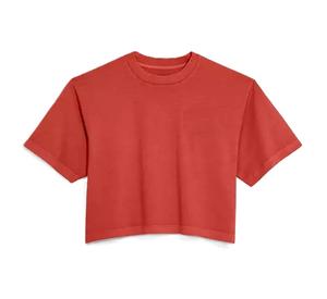 New Offer Custom Acid Wash Cropped <b>T</b> <b>Shirt</b> for Woman Blank Cotton Terry Pullover Any Size Women's Custom Design - Product Image 1