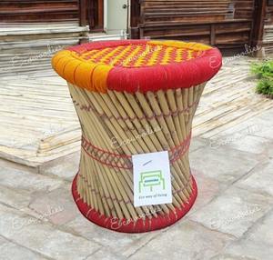 Tabouret Mudda rond unique en bambou naturel fait à la main Sarkanda Ottoman Mudda Artisanat écologique pour l'ameublement intérieur et extérieur - Product Image 2