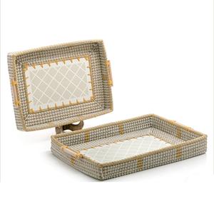 Plat de service artisanal en bois avec incrustations d'os, finition pour hôtels, plats de service pour aliments, fruits, café, mariage, fête, décoration de table - Product Image 5