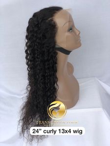 Exportación al por mayor de calidad superior crudo indio templo virgen 24 ''Natural rizado 13x4 Hd encaje Frontal peluca solo donante pelo indio Vendo - Product Image 4