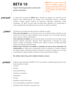 Nettoyant détachant pour tissus BETA 10 (Faren 144750) - Product Image 2