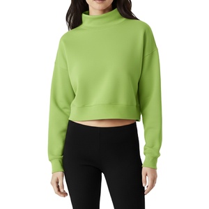 Wholesale Women Mock Neck Knitted Sweatshirt with Long Sleeves Polyester Cotton Blend Summer Season MADE BY HS 2027 - Product Image 3