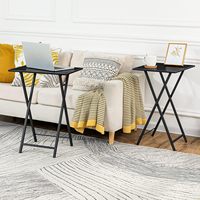 Ensemble de 2 tables à manger rectangulaires pliantes en bois massif couleur bois naturel avec plateau en marbre, design moderne minimaliste, gain de place pour la maison