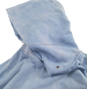 Sweat à capuche ample et lavé à l'acide vintage avec logo personnalisé Streetwear pour hommes Sweats à capuche à ourlet brut vierge - Product Image 4