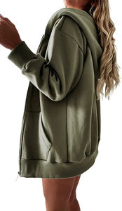 Sudadera con capucha de cremallera larga sólida personalizada de alta calidad para mujer Jersey de lana cómodo con Top corto para mujer Sudaderas con capucha y sudaderas - Product Image 2