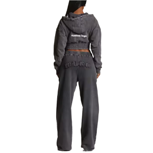 กางเกงครอปเอวลอยมีซิปหนาผ้าระบายระบายอากาศได้ดีปักลายด้วยผ้าเย็บติดทนแดดซีดจางแบบ3D - Product Image 6