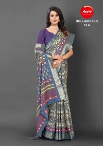 Premium Handloom Holland Silk Sarees Tissu Couleur assortie pour rideaux élégants et designers Holland Silk Saree Luxurious Sarees - Product Image 2