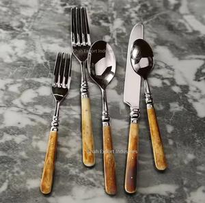 Ensemble de couverts faits à la main en acier inoxydable avec poignée en os anti-tiques ensemble de couverts de table à manger pour la maison fini argent - Product Image 6