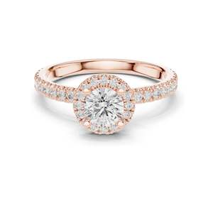 Anillo de Compromiso con Halo de Diamantes de Laboratorio Redondos Brillantes de 1.178 CT, Claridad VVS-VS EF, Oro de 18K, 14K, 10K y Plata 925, Moissanita - Product Image 3