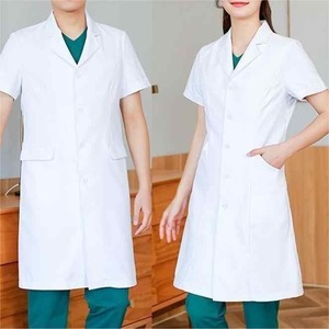 เสื้อโค้ท2025สีขาวสำหรับผู้หญิงและผู้ชาย, เสื้อผ้าสำหรับใส่ทำงานในห้องทดลองแขนสั้นบางส่วนสำหรับฤดูร้อน - Product Image 6