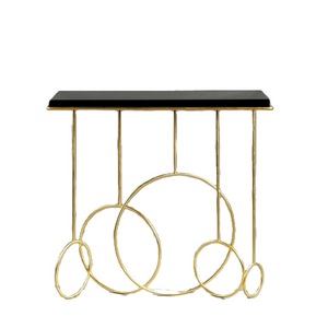 Cadre en fer moderne de luxe pied en acier rond finition dorée bon marché métal bois verre meubles de salon table basse d'hôtel - Product Image 6